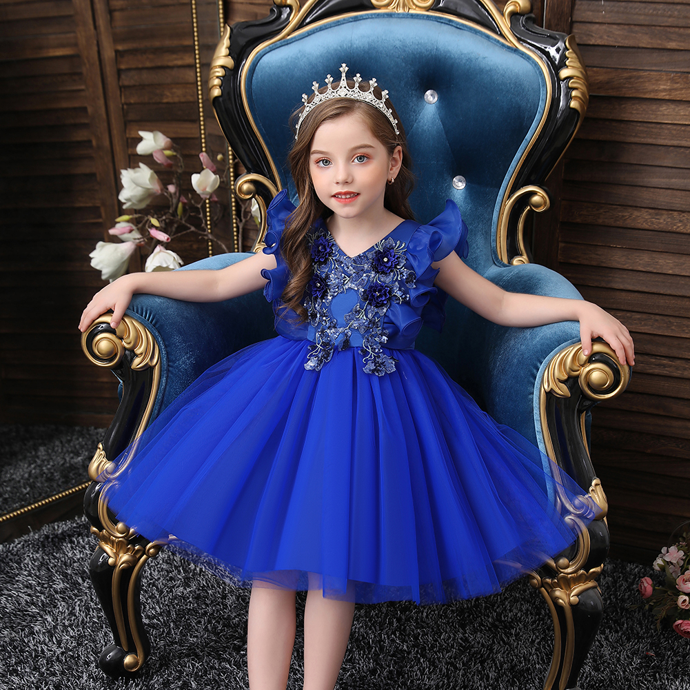 Buy Blue Net Ruffle Gown For Girls by Jelly Jones Online at Aza Fashions.